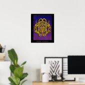 POSTER NOEUDS CELTIQUES D'OR AVEC DRAGONS DOUCES (Bureau à domicile)