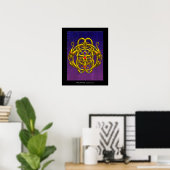 POSTER NŒUDS CELTIQUES D'OR AVEC DRAGONS JUMEAUX (Bureau à domicile)