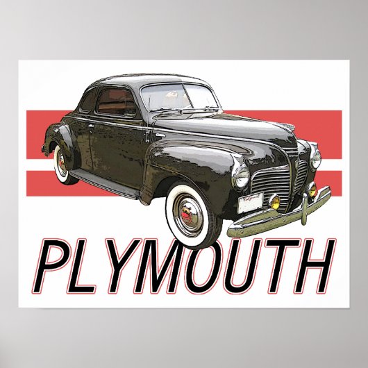 Poster Noir 1941 Plymouth avec carte graphique rouge (Devant)