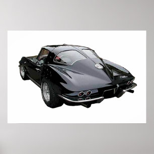 Poster Noir 1963 Corvette Stingray