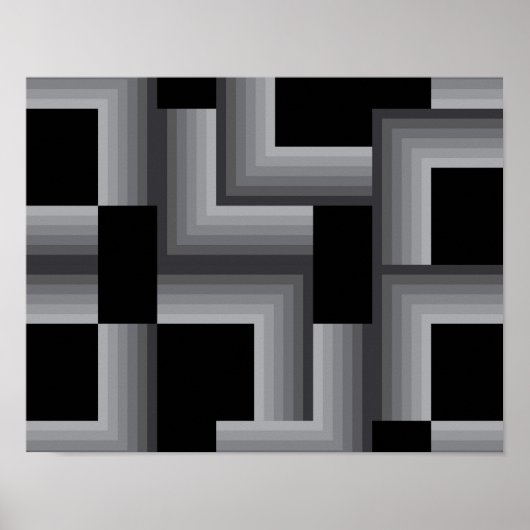 Poster Noir, argent, cool, unique, tendance formes carrés (Devant)