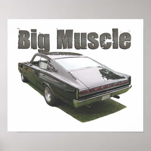 Poster noir "Big Muscle" 1967 Dodge Charger (Devant)