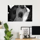 Poster Noir Blanc Acoustique classique Guitare espagnole (Bureau à domicile)