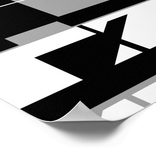 Poster Noir blanc avec Gris Abstrait Labyrinthe design (Coin)