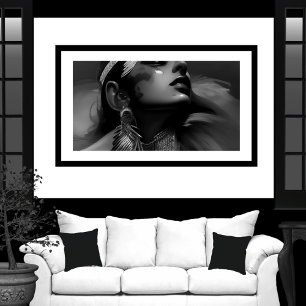 Poster Noir Blanc Belle Indienne Monochrome 2