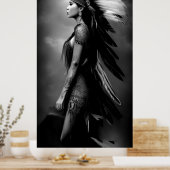 Poster Noir Blanc Belle Indienne Monochrome 3 (Cuisine)