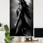 Poster Noir Blanc Belle Indienne Monochrome 3 (Bureau à domicile)