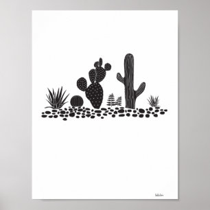 Poster noir & blanc Cactus et succulents