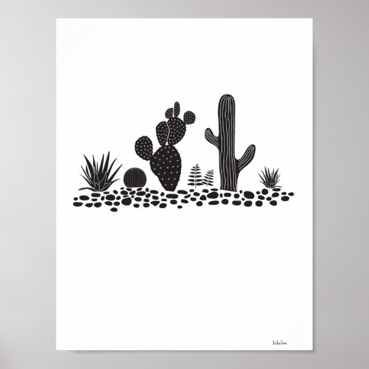 Poster noir & blanc Cactus et succulents (Devant)