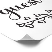 Poster Noir Blanc Calligraphie Coeurs Mariage Livre d'inv (Coin)