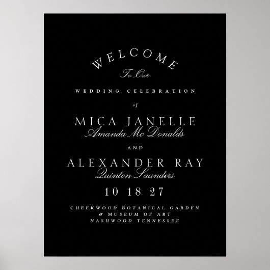 Poster Noir & Blanc Classic Élégant Mariage de calligraph (Devant)