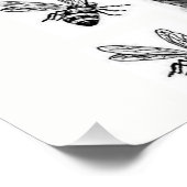 poster noir blanc d'abeille miel (Coin)