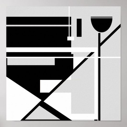 Poster Noir blanc gris Abstrait Design de la chaise du di (Devant)