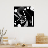 Poster Noir blanc gris géométrique Conception abstraite (Cuisine)