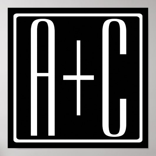 Poster Noir & Blanc | Initiales de couple (Devant)