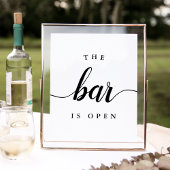 Poster Noir & Blanc "Le Bar est ouvert" Signal Mariage