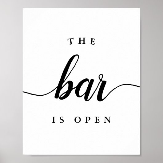 Poster Noir & Blanc "Le Bar est ouvert" Signal Mariage (Devant)