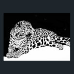 Poster noir blanc léopard Pop Art animal sauvage<br><div class="desc">Visage des affiches de léopard Imprimantes - Courage motivationnel / Confiance Pop Art Leopard Head / Portrait Oeuvre numérique d'animal - Leopard Eyes Pop Art Image</div>