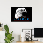 Poster noir blanc Liberté American Eagle (Bureau à domicile)