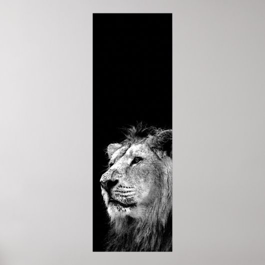 Poster noir blanc Lion Door - Photo d'animaux (Devant)
