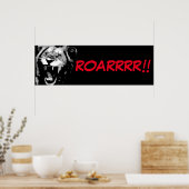 Poster Noir Blanc Lion Pop Art Style Bande dessinée Scrip (Cuisine)