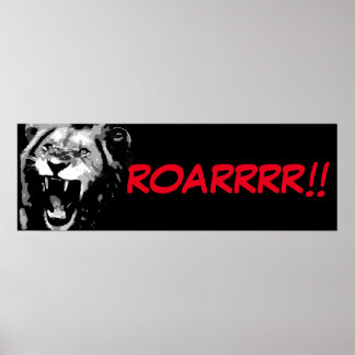 Poster Noir Blanc Lion Pop Art Style Bande dessinée Scrip