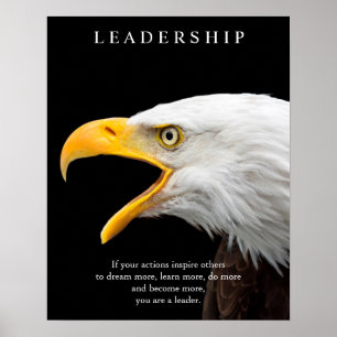 Poster Noir Blanc Motivation leadership aigle chauve