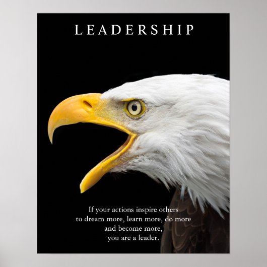 Poster Noir Blanc Motivation leadership aigle chauve (Devant)