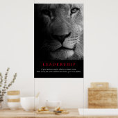 Poster Noir Blanc Motivation Leadership Lion Portrait (Cuisine)