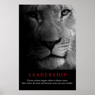 Poster Noir Blanc Motivation Leadership Lion Portrait
