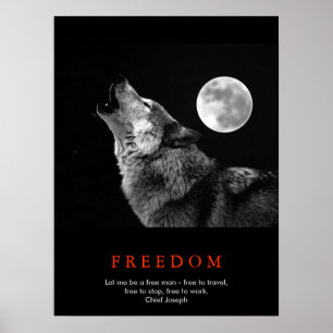 Poster Noir Blanc Motivationnel Wolf Howls Imprimer