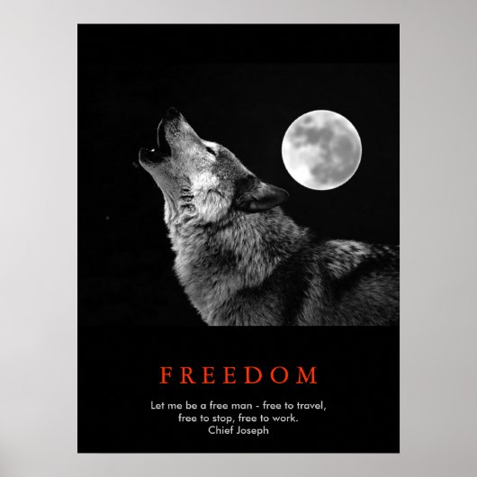 Poster Noir Blanc Motivationnel Wolf Howls Imprimer (Devant)
