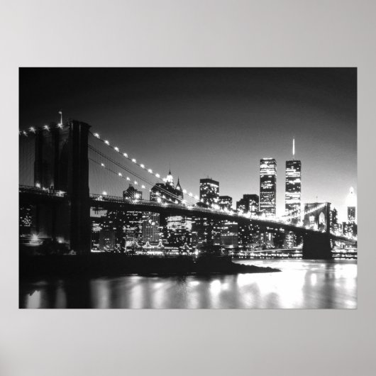 Poster noir blanc New York City Brooklyn Bridge (Devant)