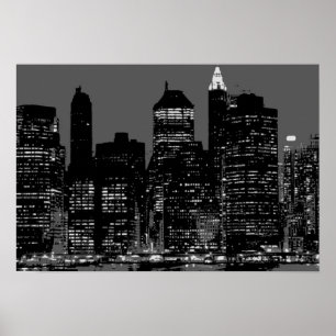 Poster Noir Blanc New York City Night