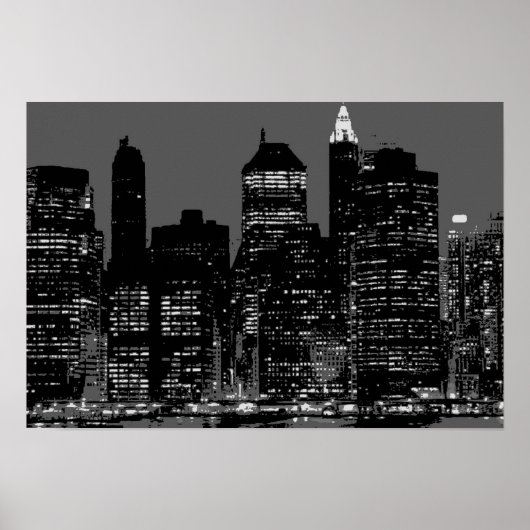 Poster Noir Blanc New York City Night (Devant)