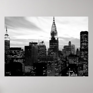 Poster Noir Blanc New York City Night