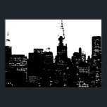 Poster Noir Blanc New York City Night Pop Art<br><div class="desc">Image New York City Midtown - Art New York</div>