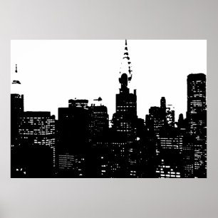 Poster Noir Blanc New York City Night Pop Art