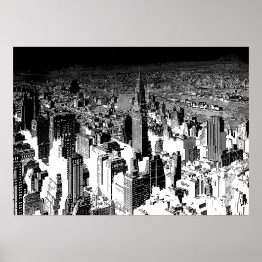 Poster noir blanc New York City Panorama (Devant)