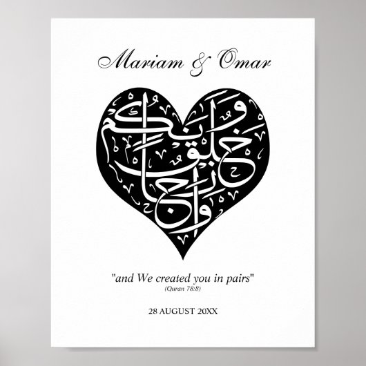 Poster Noir & Blanc Nous vous avons créés en couples Nikk (Devant)