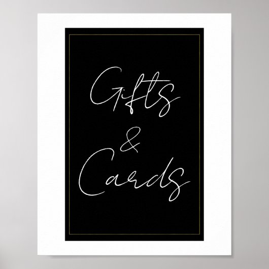 Poster Noir Blanc Or moderne Cadeaux minimaux et cartes S (Devant)