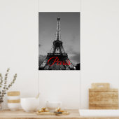 Poster Noir Blanc Paris Nuit Tour Eiffel européenne (Cuisine)