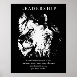 Poster noir blanc Pop Art Leadership Lion