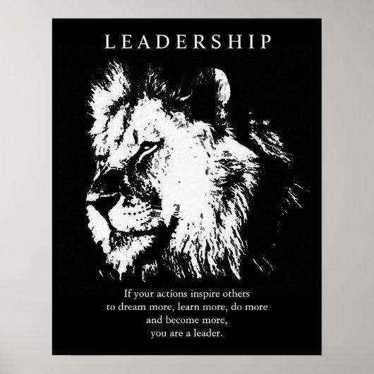 Poster noir blanc Pop Art Leadership Lion (Devant)