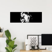 Poster noir blanc Pop Art Lion Porte (Bureau à domicile)