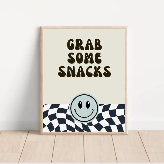 Poster Noir & blanc rétro attraper quelques snacks signe