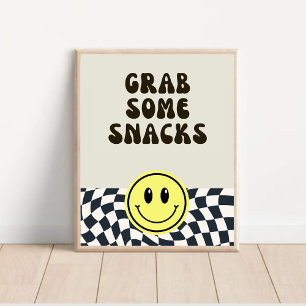 Poster Noir & blanc rétro attraper quelques snacks signe