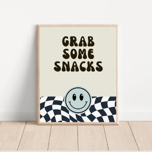 Poster Noir & blanc rétro attraper quelques snacks signe