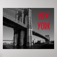 Noir Blanc Rouge Pont de Brooklyn New York City