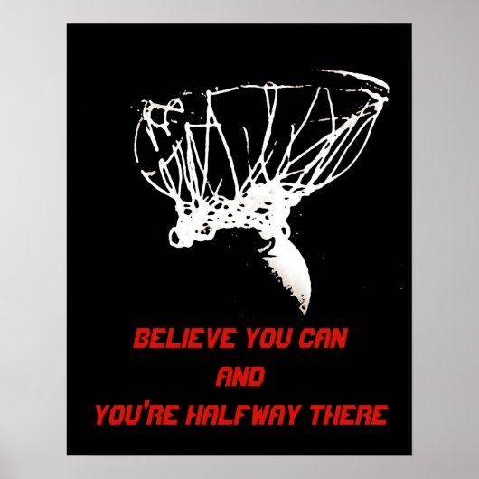 Poster noir blanc rouge Pop Art Basketball (Devant)